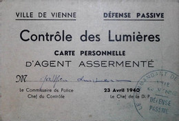 H 22 CARTE DEFENSE PASSIVE CONTROLE DES LUMIERES A VIENNE - WW II