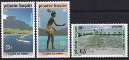 MiNr. 590 - 592  Französisch-Polynesien1991, 9. Okt. Fischfang: Das Fischen Mit Steinen - Postfrisch/**/MNH - Neufs
