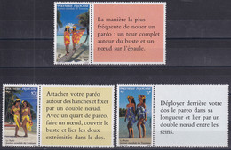 MiNr. 565 - 567  Französisch-Polynesien1990, 27. Sept. Welttourismustag: Der Pareo - Postfrisch/**/MNH - Neufs