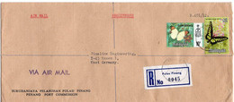 L31865 - Malaysia - 1977 - $2 Schmetterlinge MiF A. R-LpBf. PENANG -> Westdeutschland - Farfalle