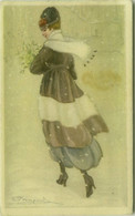 BOMPARD SIGNED 1910s POSTCARD - WOMAN &  MISTLETOE - N.908/3 - POSTA MILITARE N.112 (BG2065) - Bompard, S.