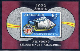 HUNGARY 1972 Apollo 16 Space Flight Block MNH / **.  Michel Block 93 - Blocchi & Foglietti