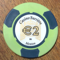 06 MENTON CASINO BARRIÈRE JETON DE 2 EUROS CHIP COINS TOKENS GAMING - Casino