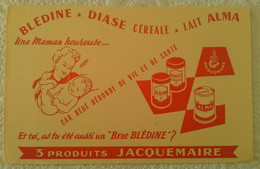 Buvard PUBLICITE MAMAN HEUREUSE AVEC BEBE BLEDINE PRODUITS JACQUEMAIRE DIASE ALMA ILLUSTRATEUR - Lattiero-caseario