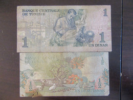 Tunisie - 2 Billets 1/2 Et 1 Dinar 1973 - Tunisie