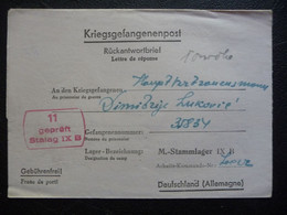 From Stalag IX B Germany 1943 To Dimitrije Lukovic (Hauptvertrauensmann) Stalag IX B WWII POW Censure Geprüft - Briefe U. Dokumente
