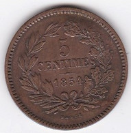 Luxembourg 5 Centimes 1854 Bruxelles, Guillaume III, En Bronze , KM# 22, SUP/XF - Luxembourg