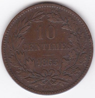 Luxembourg 10 Centimes 1865 A Paris, Guillaume III, En Bronze , KM# 23 - Luxemburgo