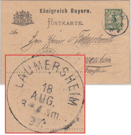 Bayern - Laumersheim 18. AUG 97 Postablage-K1 Ank.stpl. 5 Pfg. Ganzsache - Bavaria