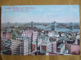 BROOKLYN, MANHATTAN AND WILLIAMSBURG BRIDGES / JOLIE CARTE 1911 - Brooklyn