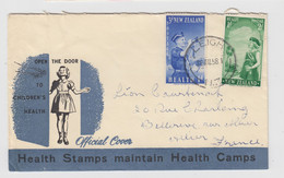 NEW ZELAND. 1958. OFFICIAL COVER. CHILDREN'HEALTH CAMPS. TO FRANCE  / 3 - Covers & Documents