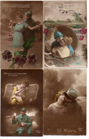 Lot De 8 Cartes Postales Anciennes - Fantaisies Couples Patriotiques - - 5 - 99 Postcards