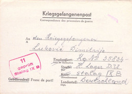 From Stalag IX B 1943 To Dimitrije Lukovic (Hauptvertrauensmann) Stalag IX B WWII POW Censure Geprüft - Briefe U. Dokumente