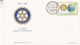 75 AÑOS ROTARY INTERNACIONAL 1905 - 1980. CHILE 1980 FDC ENVELOPPE.- LILHU - Rotary Club