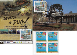 Brazil 1993 Block Of 4 Stamp + 2004 2 Maximum Card World War II Fighter Aviation Airplane P-47 Thunderbolt - Militaria