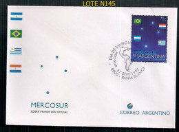 ARGENTINE 1997 GJ 2848 MERCOSUR EN COUVERTURE PREMIER JOUR - Briefe U. Dokumente