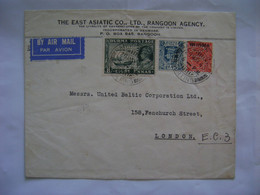 BIRMANIA (CURRENT MYANMAR) - LETTER SENT FROM RANGOON TO LONDON WITH "EAC" PERFIN IN 1940 IN THE STATE - Myanmar (Burma 1948-...)