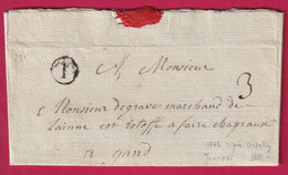 MARQUE T DE TOURNAI BELGIQUE 1776 POUR GAND - 1714-1794 (Paises Bajos Austriacos)