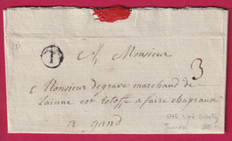 MARQUE T DE TOURNAI BELGIQUE 1776 POUR GAND - 1714-1794 (Oostenrijkse Nederlanden)