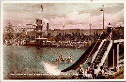 (1 B 20)  Old B/w - England - Valentines 38-1 - Portobello Bathing Pool Water Chute & High Dive - Salto De Trampolin