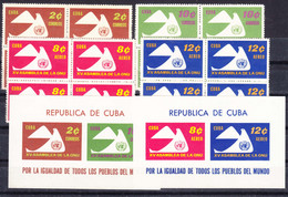 Cuba 1961 Mi#713-716 Mint Never Hinged Pieces Of Four With Blocks #20 And 21 - Ungebraucht