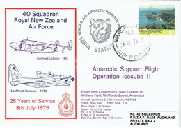 New Zealand 1975 40 Squadron Antarctic Support Operation Icecube 11 Flight Cover - Covers & Documents