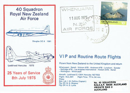 New Zealand 1975 40 Squadron VIP And Routine Route Flights Cover - Briefe U. Dokumente