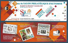 Invitation Marque Page - 75e Salon Philatélique D'automne Paris 2021 - Unused Stamps