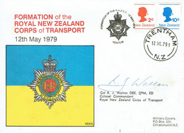 New Zealand 1979 Establishment Of Transport Corps Cover NZA-12 - Brieven En Documenten