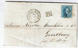 15 Ou...lettre De BXL (Nord) à Geestbrug (Pays-Bas)  Verso Ambt. Hollande  Nord 1 - 1863-1864 Medallions (13/16)