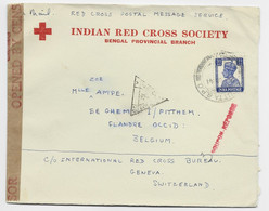 INDIA 3 1/2 AS SOLO LETTRE COVER INDIAN RED CROSS SOCIETY BENGAL PROVINCIAL BRANCH CALCUTTA GPO 1941 TO RED CROSS GENEVE - 1936-47 Roi Georges VI