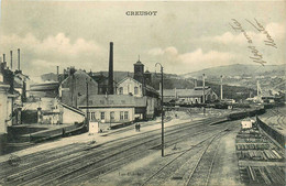 Le Creusot * Vue Sur La Gare * Ligne Chemin De Fer Saône Et Loire * Usine Cheminée - Le Creusot