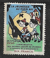 France  Vignette Confédération Des Oeuvres Laïques "Jeunesse Au Plein Air  1950    Neuf (*) B/TB     - Toerisme (Vignetten)