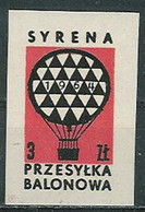 Poland Label - Balloon 1964 (L021): SYRENA - Ballonpost