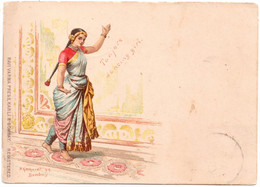 TANJORE DANCING GIRL1899 LITHO - P GERHARDT - RAVI VARMA PRESS KARLI - SEA POST OFFICE - CACHET BOMBAY - Inde