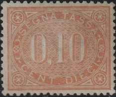 Regno D'Italia 1869 10 C. Bruno Arancio Sass. 2 MNH** Cv 75000 - Taxe