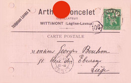 DISTILLATEUR ARTHUR PONCELET DISTILLERIE à WITTIMONT LEGLISE LAVAUX 1912 - Léglise