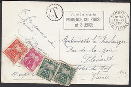France1951 - Carte Postale Illustrée Suisse Taxée En France........................ (EB) DC-10181 - Used Stamps