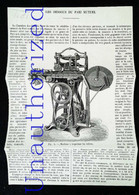 ►  MACHINE à Imprimer Les BILLETS De Pari Mutuel  - Coupure De Presse (Année 1891) - Maschinen