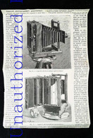 ► APPAREIL PHOGRAPHIQUE Panoramique (Fr) Les Inventions Nouvelles Avant 1900 - Coupure De Presse (Année 1891) - Cameras