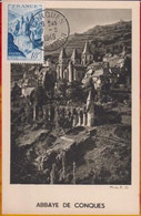 CM-Carte Maximum Card #1948-France (Yvert.N° 805) #Sites & Monuments,Tourisme, Abbaye,Abrei,Abbay By Conques ,Conques - 1940-1949