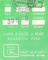 TUNIS AIR - CARTE D'ACCÈS A BORD. - Boarding Passes