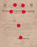 JAMBES ( Namur ) 1891 Usine à Vapeur Fabrication De Tabac Cigares La Havane Obourg Semois  HONORE GOUTEAUX / RARE - 1800 – 1899