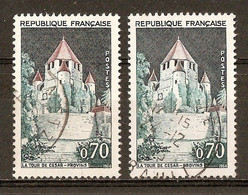 1963 - Série Touristique - Tour César à Provins - Variétés - N°1392A (2 états) - Oblitérés