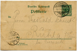 DT.REICH 1893, GS P 30I, MIT STPL-KGS WITZENHAUSEN UND AK RUHLA - Entiers Postaux