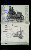►  PLAN - Invention VOITURE à PETROLE - Coupure De Presse (Année 1891) - Tools