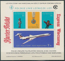 Poland Label - Airplane 1973 (L104): Postal Flight Over Warsaw (sheet) - Airplanes