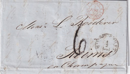 1861 LETTRE DE HAMBURG MARQUE D'ENTREE TOUR-T. PAR VALENCIENNES - Marques D'entrées