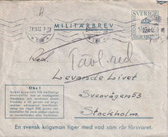 SUEDE   1943  ENTIER POSTAL/GANZSACHE/POSTAL STATIONERY LETTRE MILITAIRE - Militares