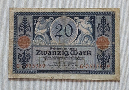 Germany 1915 - 20 Mark - Reihsbanknote - No G.0535939 - P#63 - VF - 20 Mark